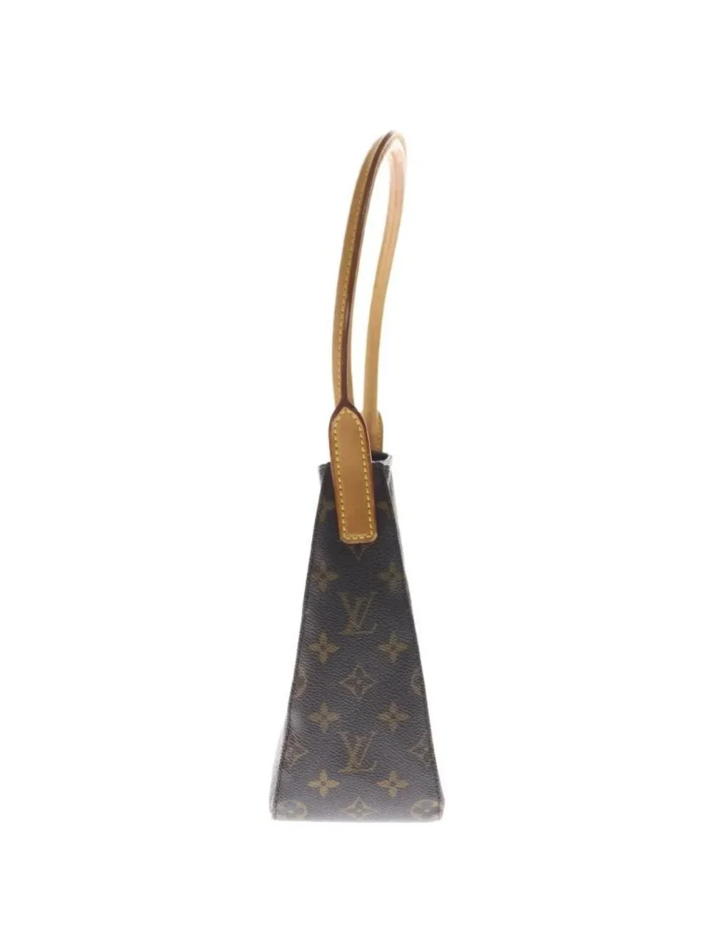 Louis Vuitton Monogram Looping Shoulder Bag Brown Leather Gold